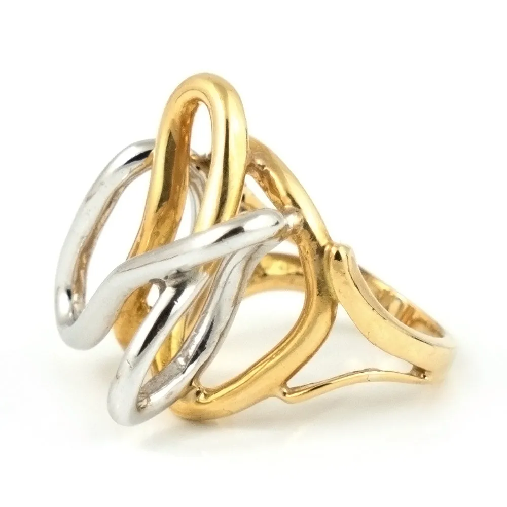 Modern Abstract Ring in 18k White & Yellow Gold