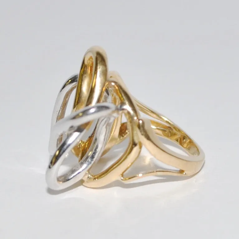 Modern Abstract Ring in 18k White & Yellow Gold