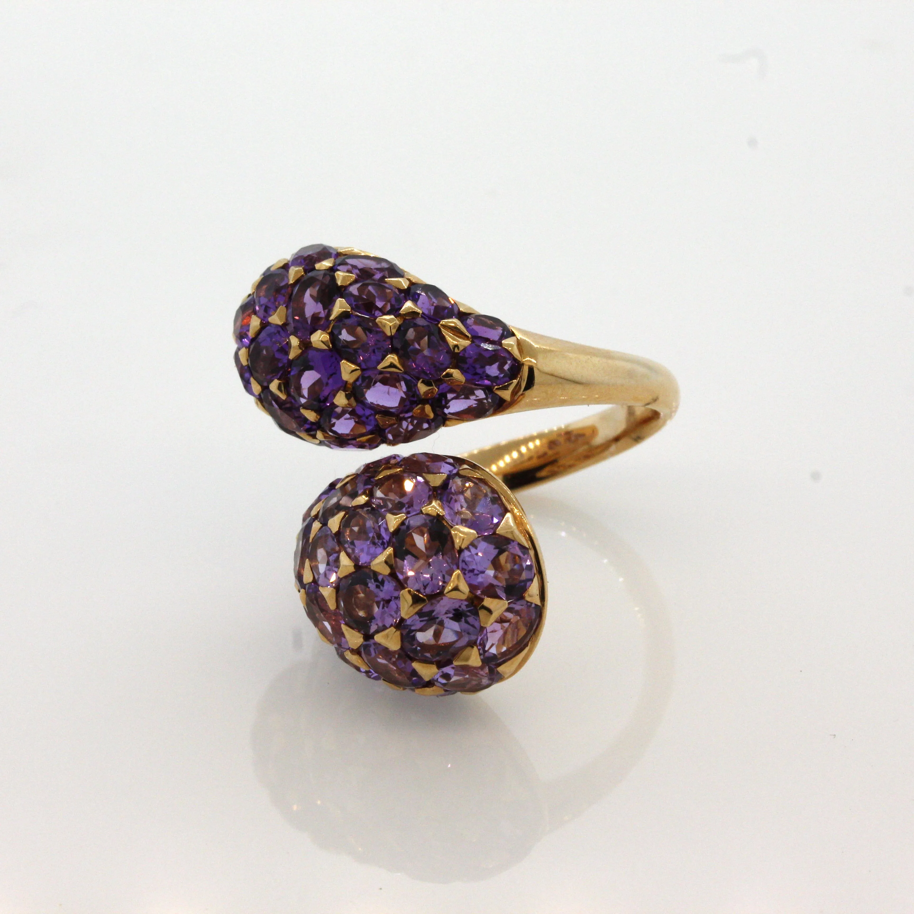 Modern Amethyst Gold Bypass Cocktail Ring