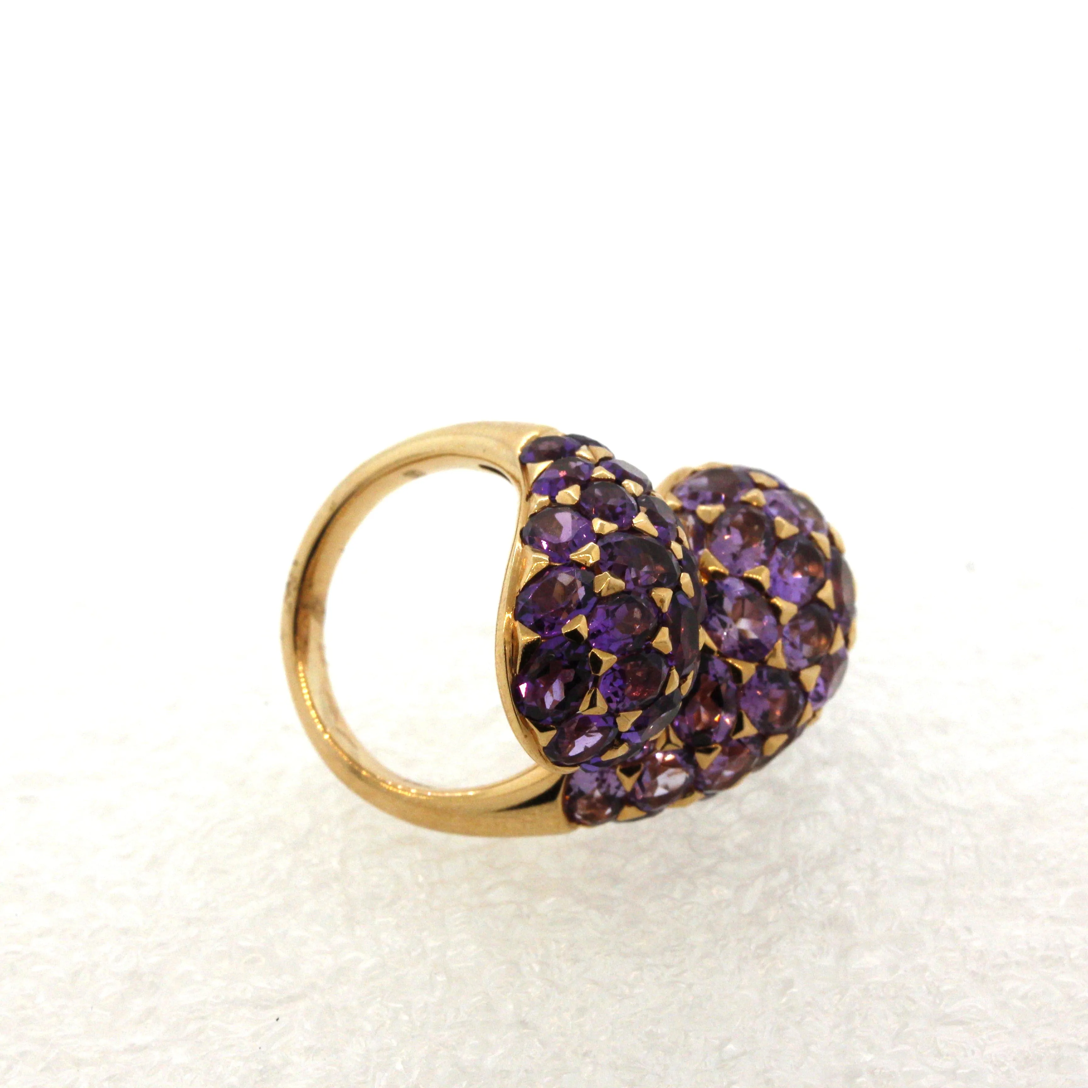 Modern Amethyst Gold Bypass Cocktail Ring