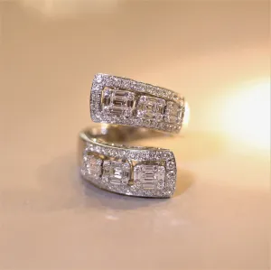 Modern Diamond Gold Slide Bypass Cocktail Ring