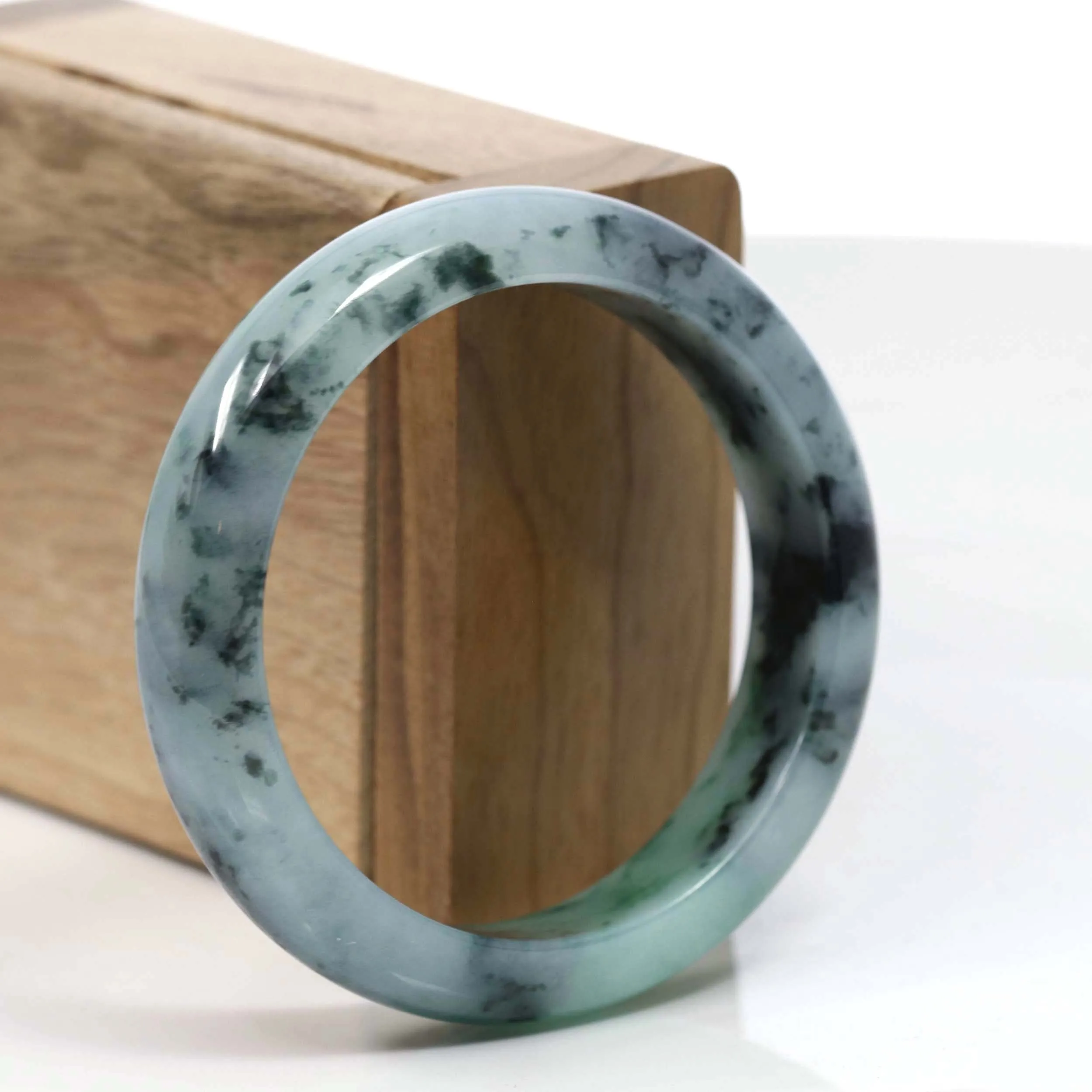 Natural Burmese Blue-green Jadeite Jade Bangle Bracelet (55.48mm)#T003