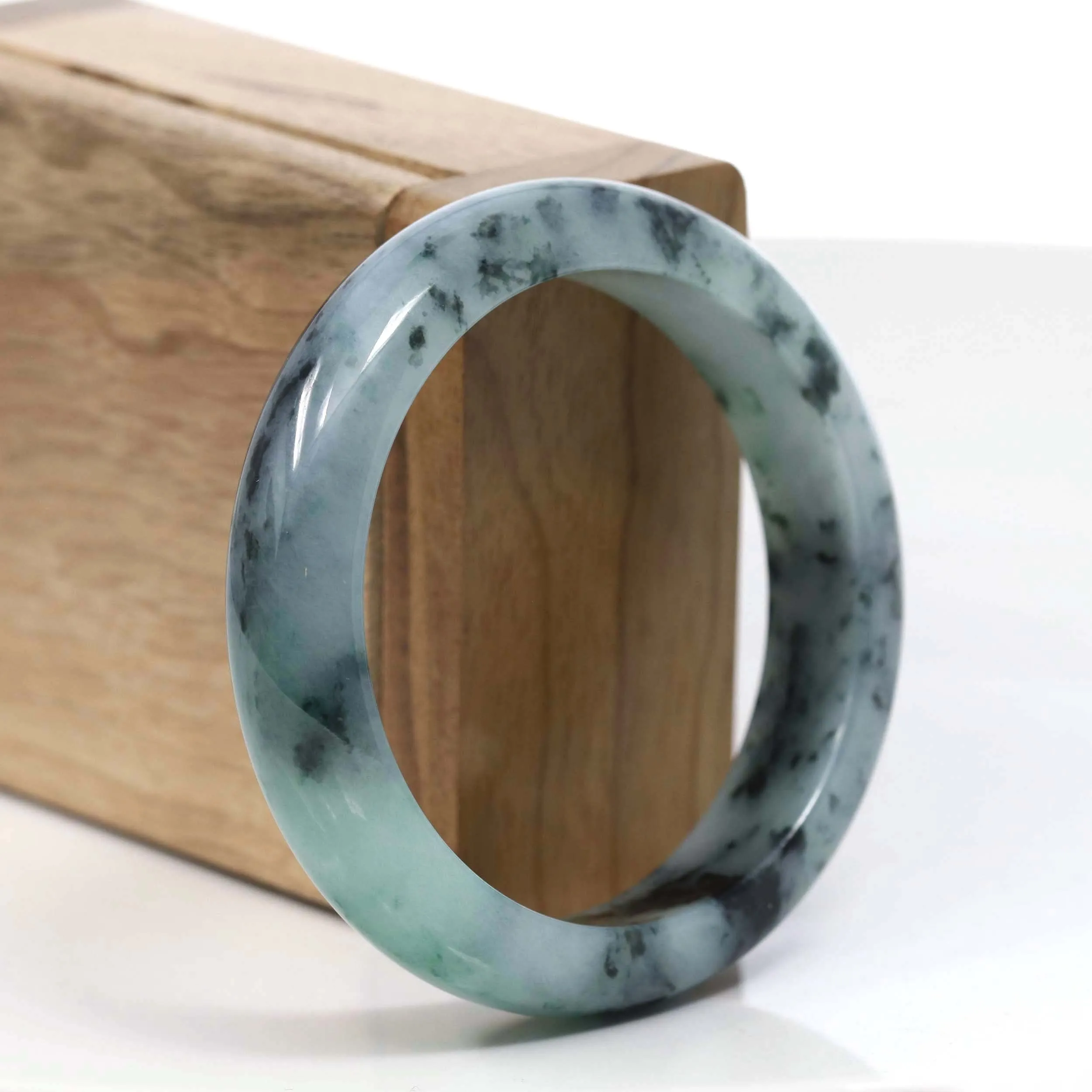 Natural Burmese Blue-green Jadeite Jade Bangle Bracelet (55.48mm)#T003