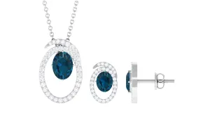 Oval London Blue Topaz and Diamond Contemporary Jewelry Set