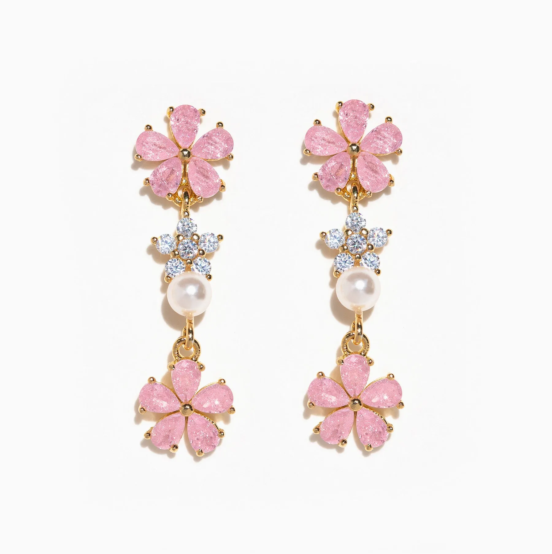 Pink Petal Dangle Earrings