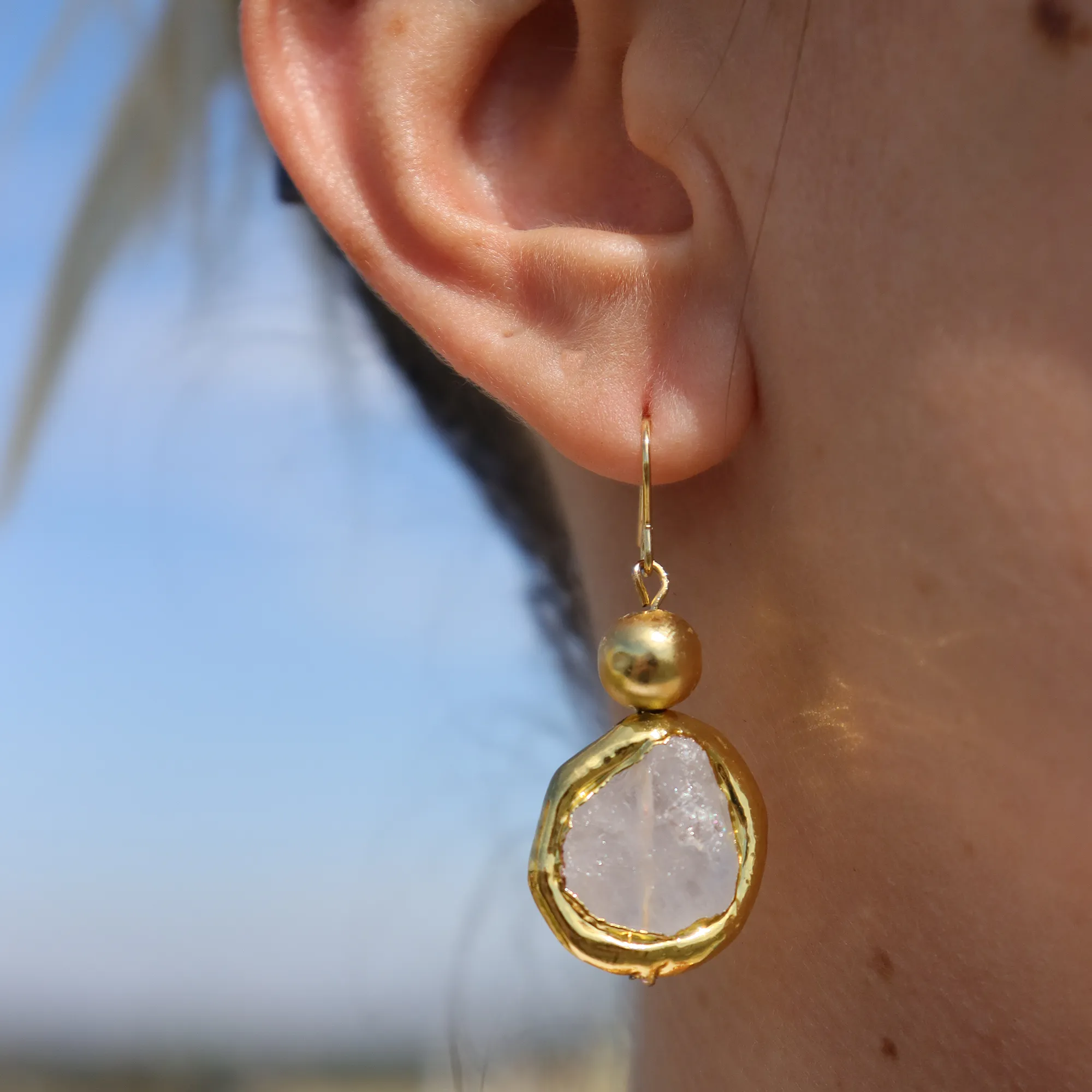 Quartz X Bead Earrings