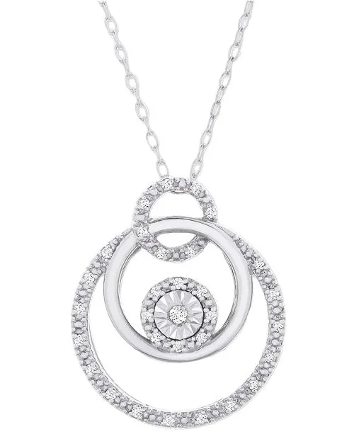 R H Macy & Co Diamond Triple Circle 18" Pendant Necklace (1/10 ct. t.w.)