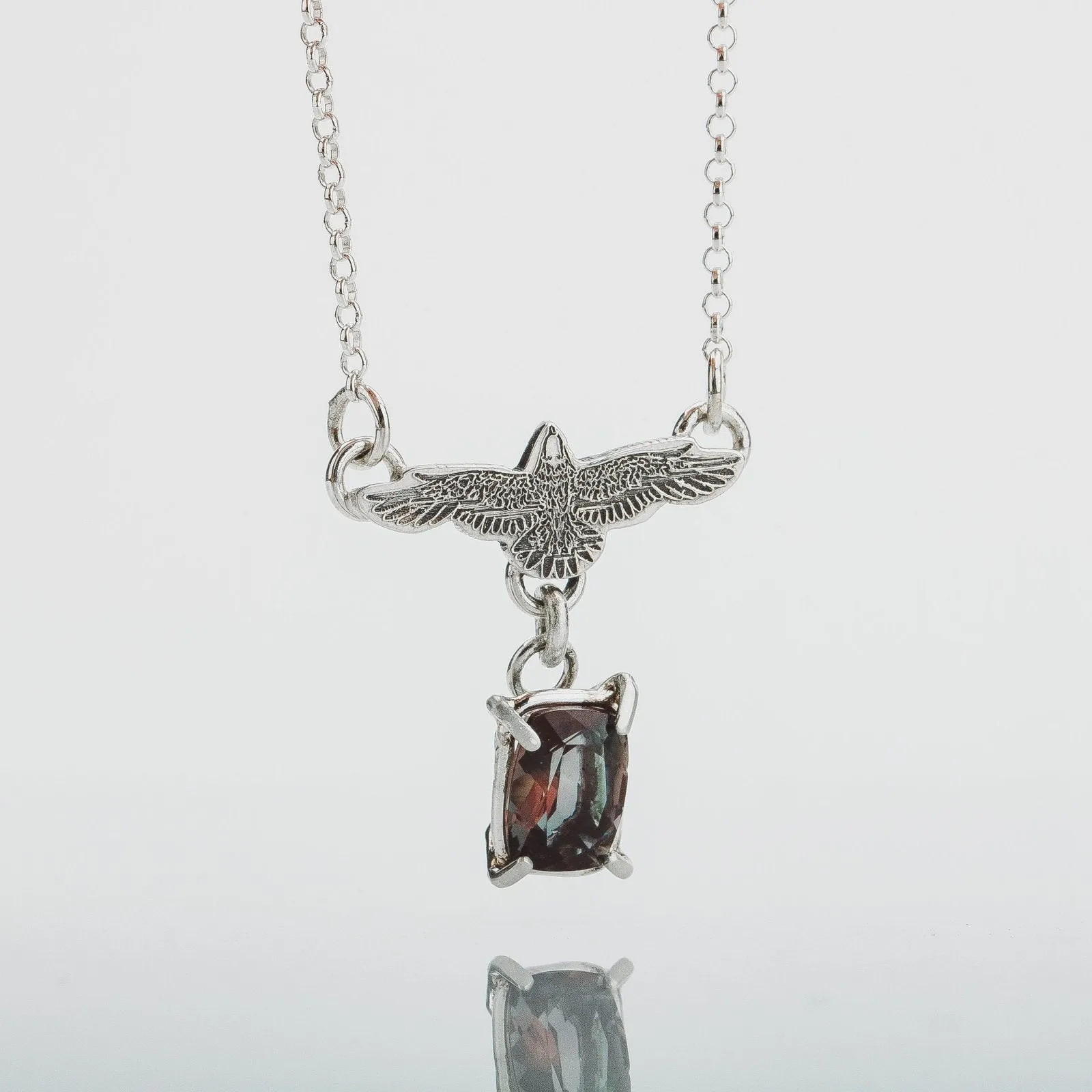 Raven Necklace With Faceted Mexican Labradorite