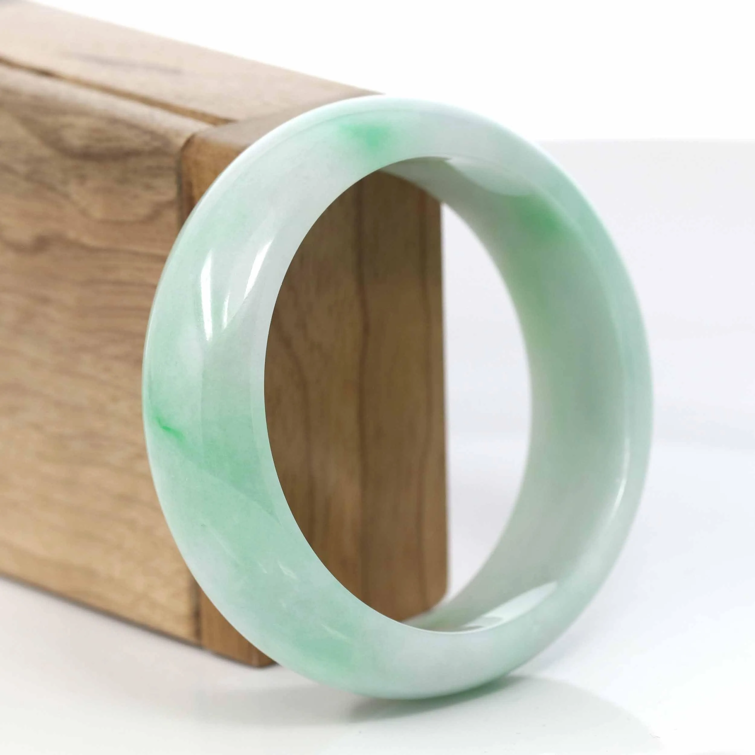 RealJade® Co. Classic Green Natural Jadeite Jade Wider Bangle Bracelet (57.8 mm) #995