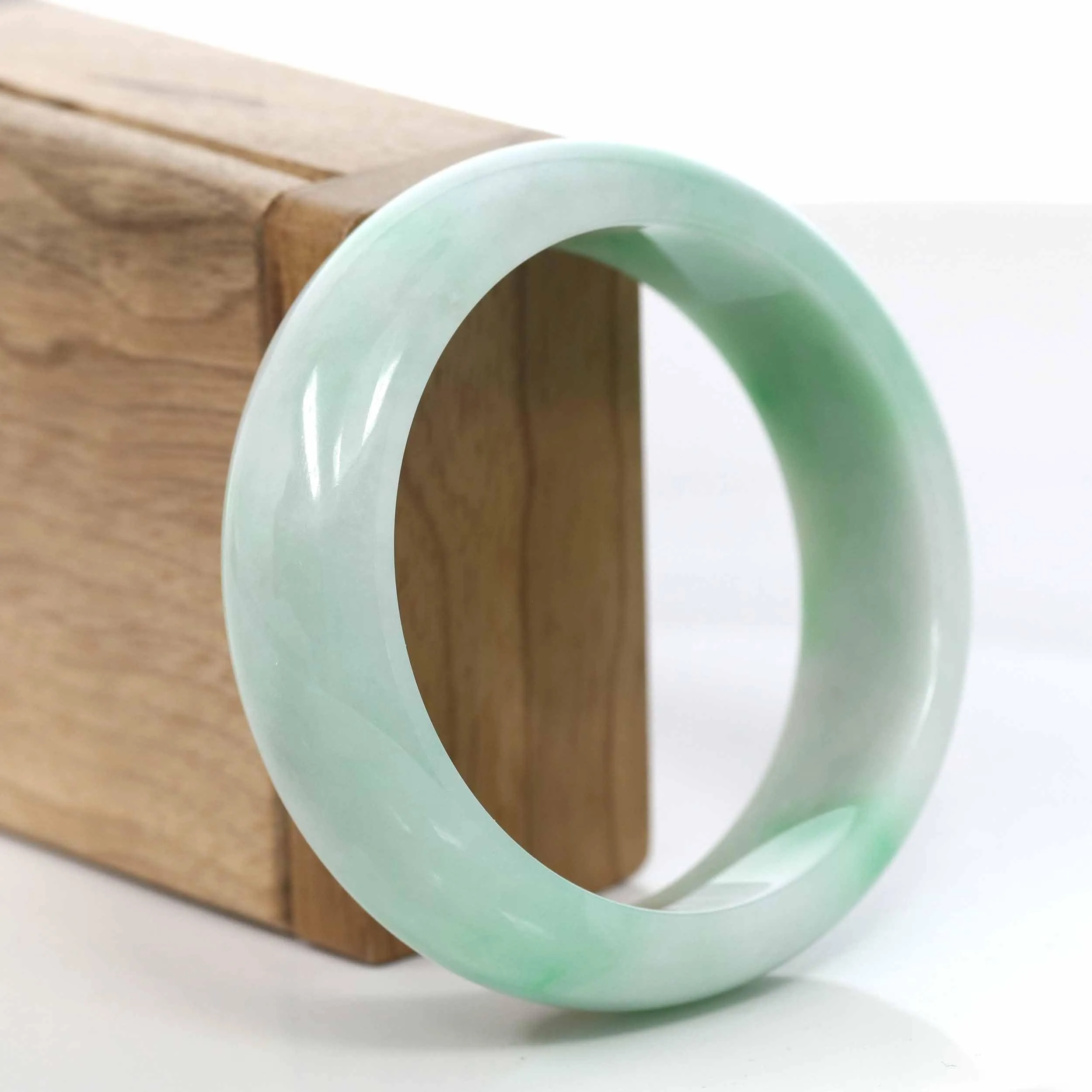 RealJade® Co. Classic Green Natural Jadeite Jade Wider Bangle Bracelet (57.8 mm) #995