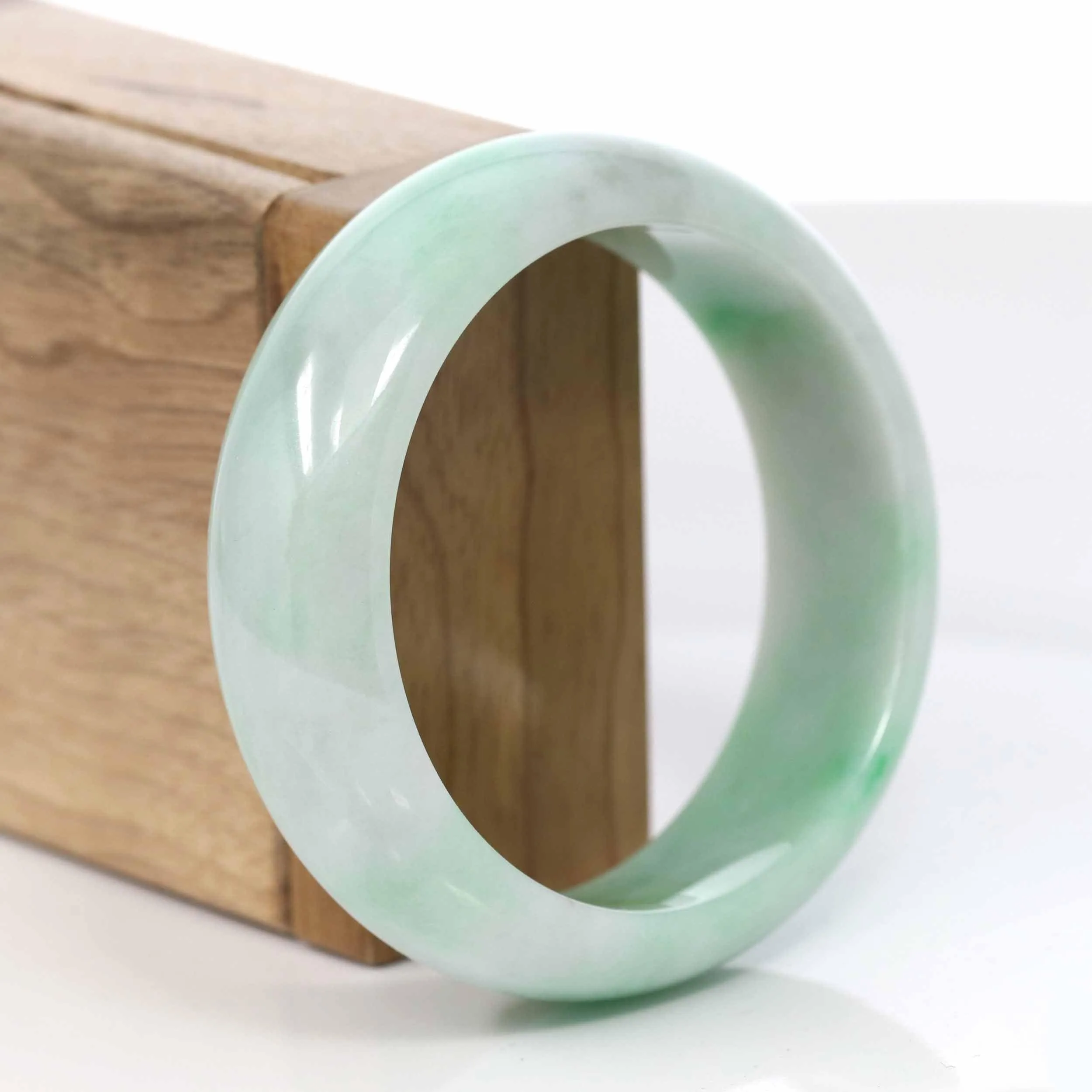 RealJade® Co. Classic Green Natural Jadeite Jade Wider Bangle Bracelet (57.8 mm) #995