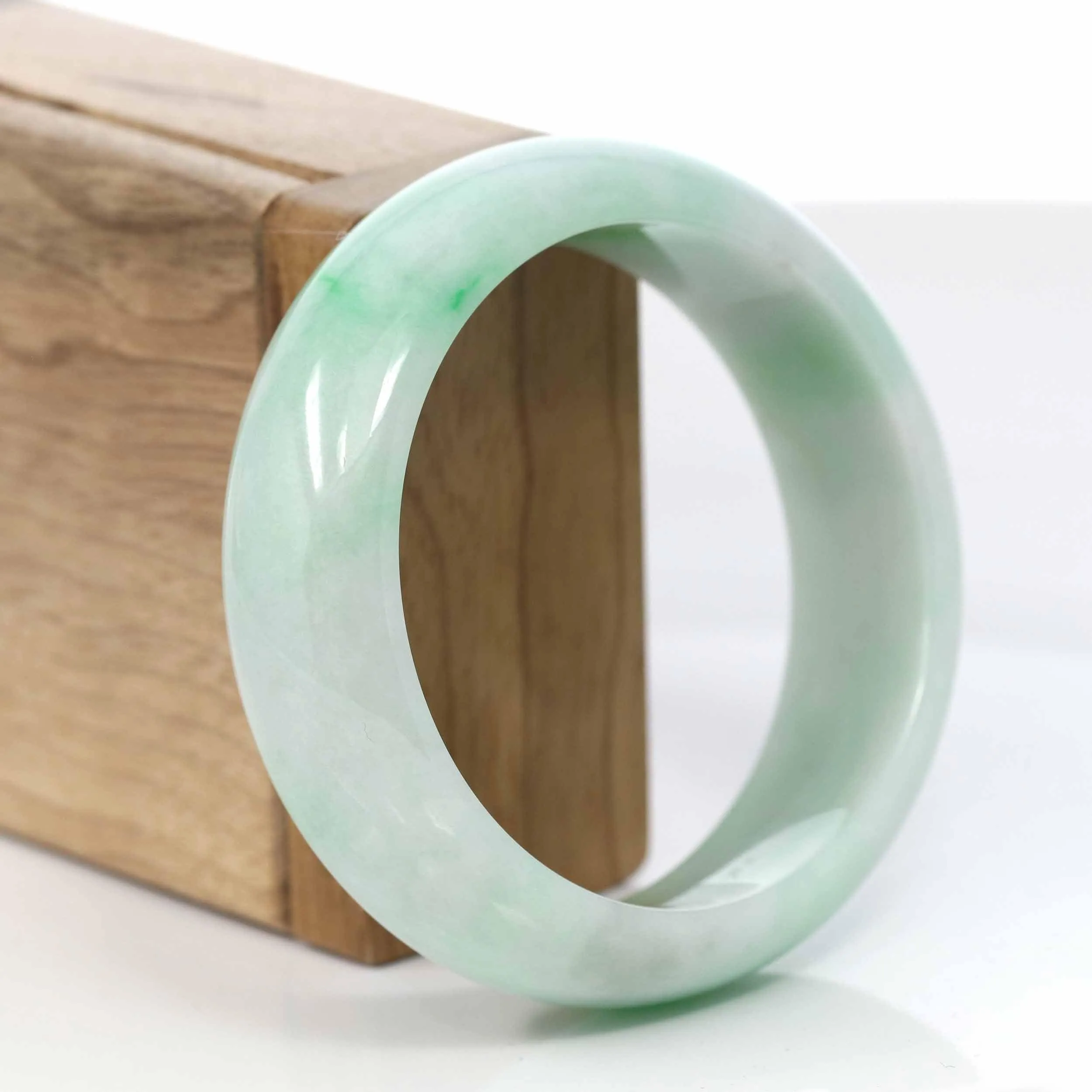 RealJade® Co. Classic Green Natural Jadeite Jade Wider Bangle Bracelet (57.8 mm) #995