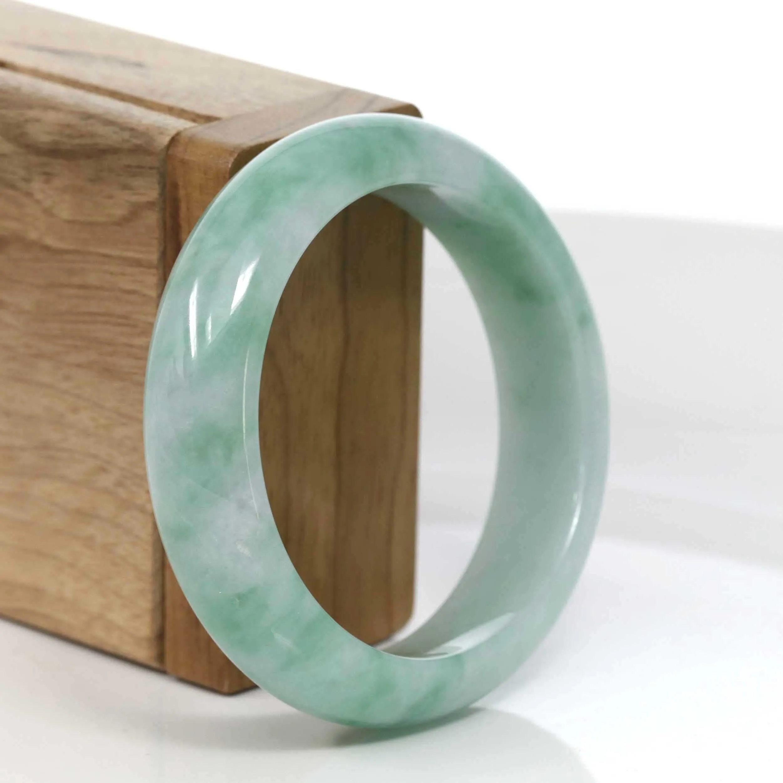 RealJade® Co. "Classic Bangle" Genuine Jadeite Jade Green Bangle Bracelet (54.92mm)#983