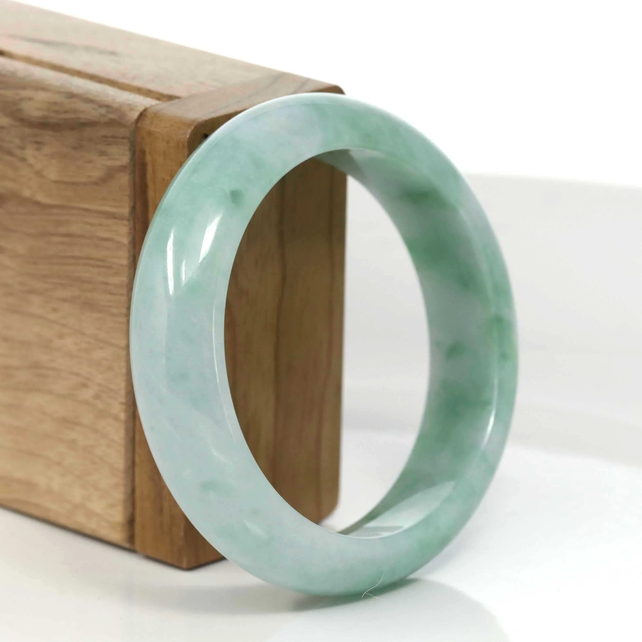 RealJade® Co. "Classic Bangle" Genuine Jadeite Jade Green Bangle Bracelet (54.92mm)#983