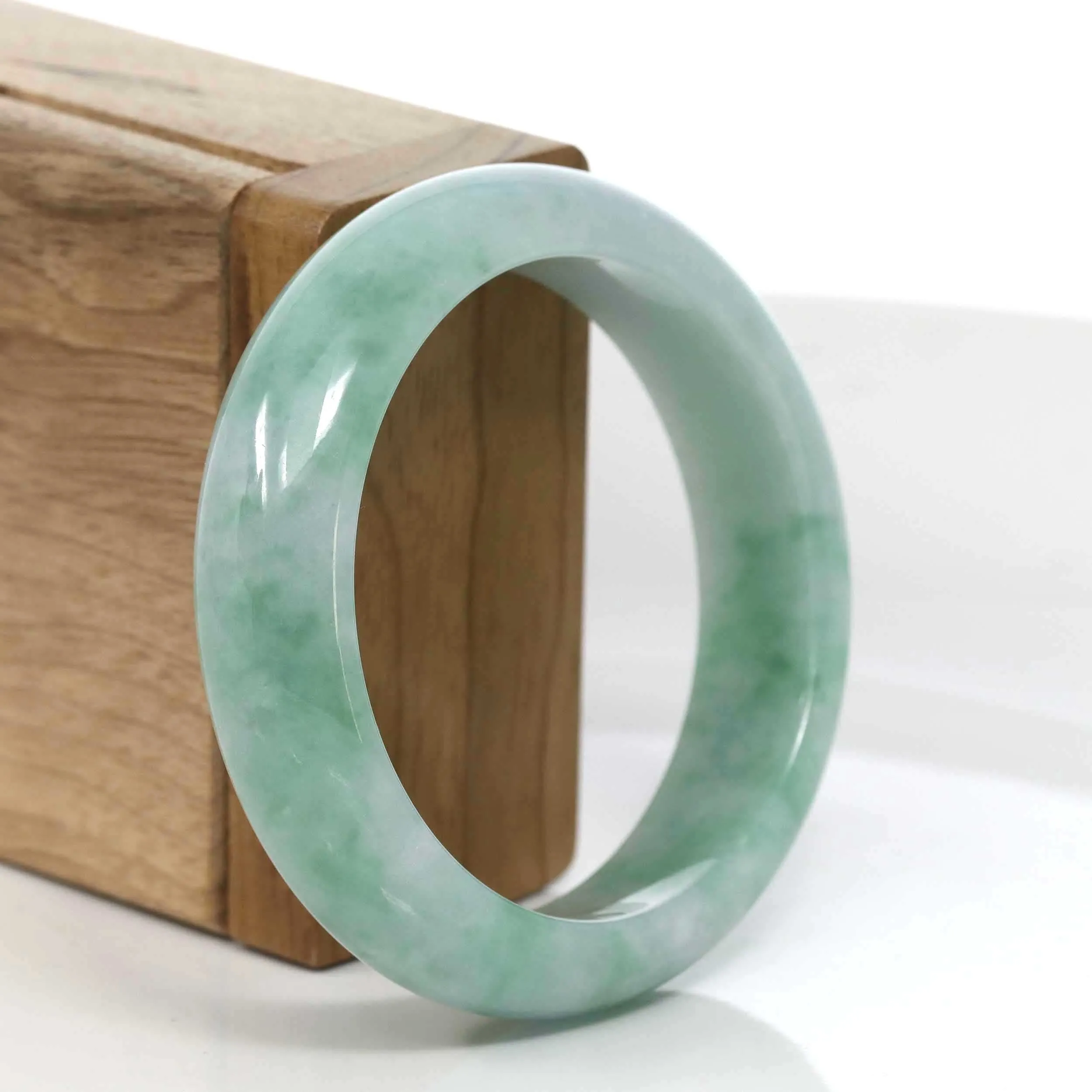 RealJade® Co. "Classic Bangle" Genuine Jadeite Jade Green Bangle Bracelet (54.92mm)#983