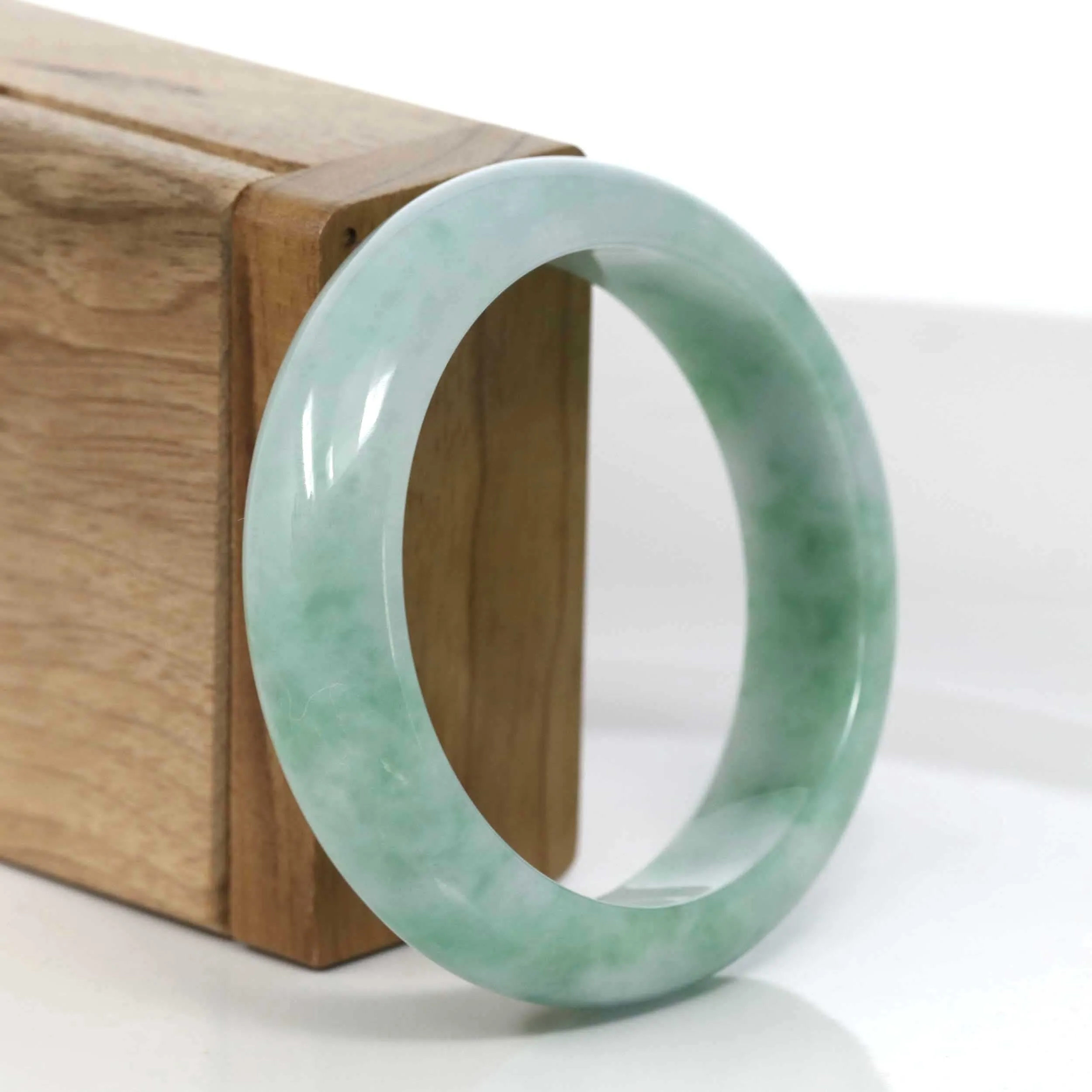 RealJade® Co. "Classic Bangle" Genuine Jadeite Jade Green Bangle Bracelet (54.92mm)#983