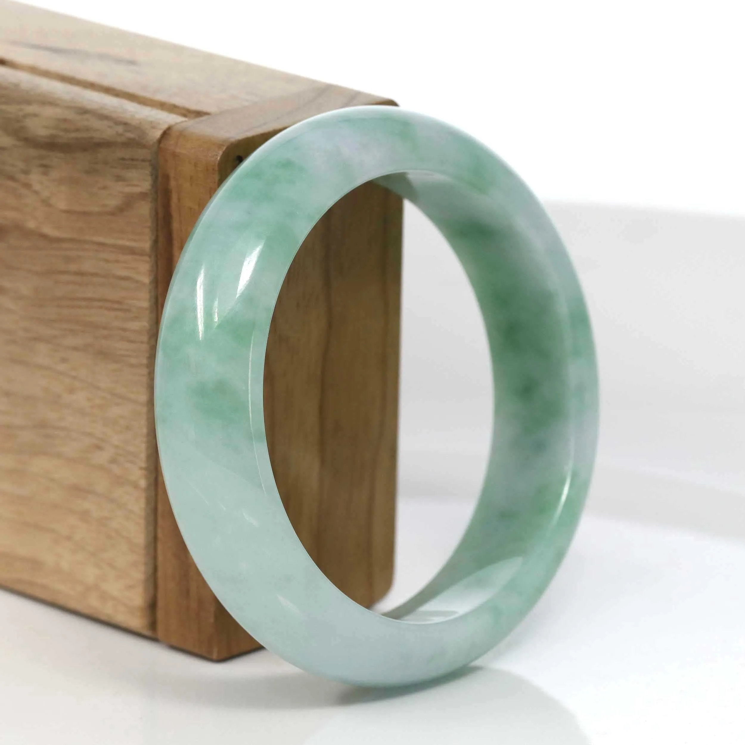 RealJade® Co. "Classic Bangle" Genuine Jadeite Jade Green Bangle Bracelet (54.92mm)#983