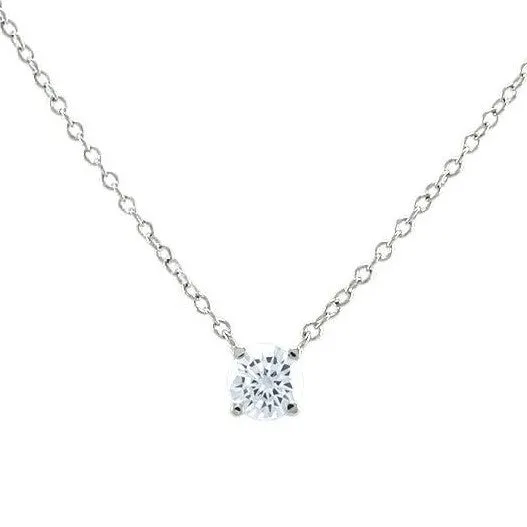 Ritz Round CZ Silver Pendant | 5mm