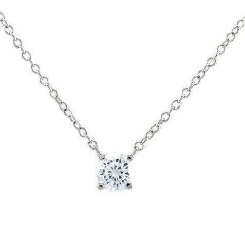 Ritz Round CZ Silver Pendant | 5mm