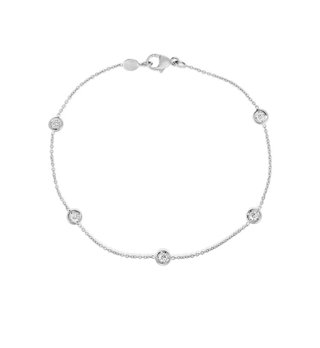 Roberto Coin 18k White Gold Diamond By The Inch Station Bracelet - .25cttw