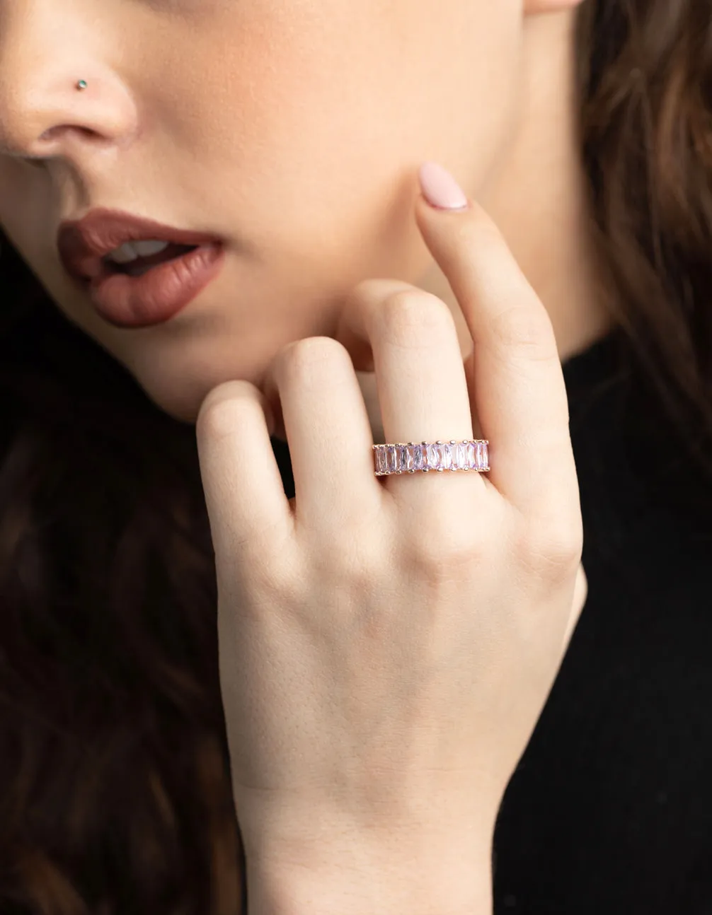 Rose Gold Lilac Cubic Zirconia Ring