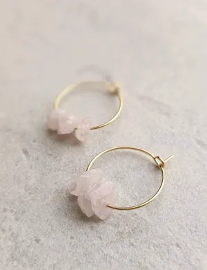 Rose Quartz Hoop Gold-Filled Earrings