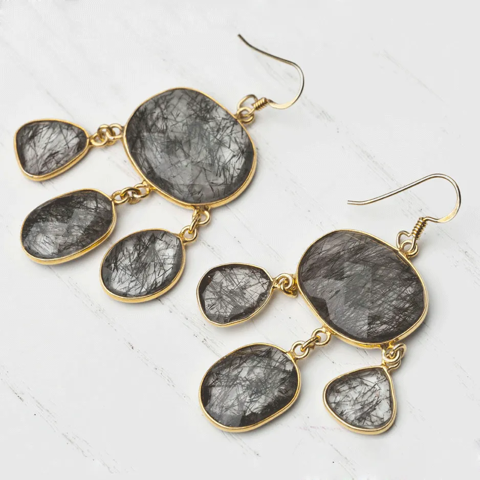 Rutile Quartz Chandelier Earrings