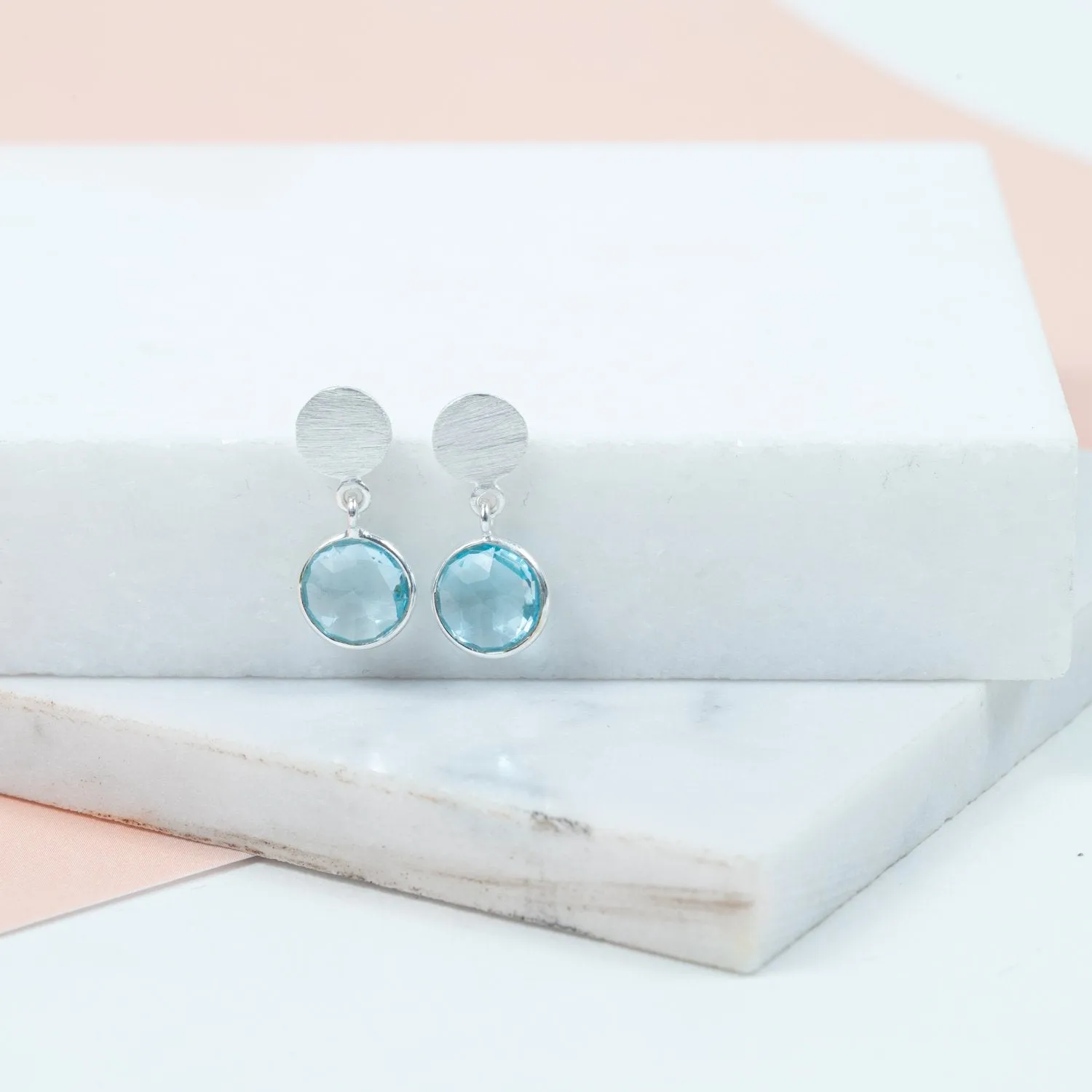 Salina Sterling Silver Disc & Blue Topaz Earrings