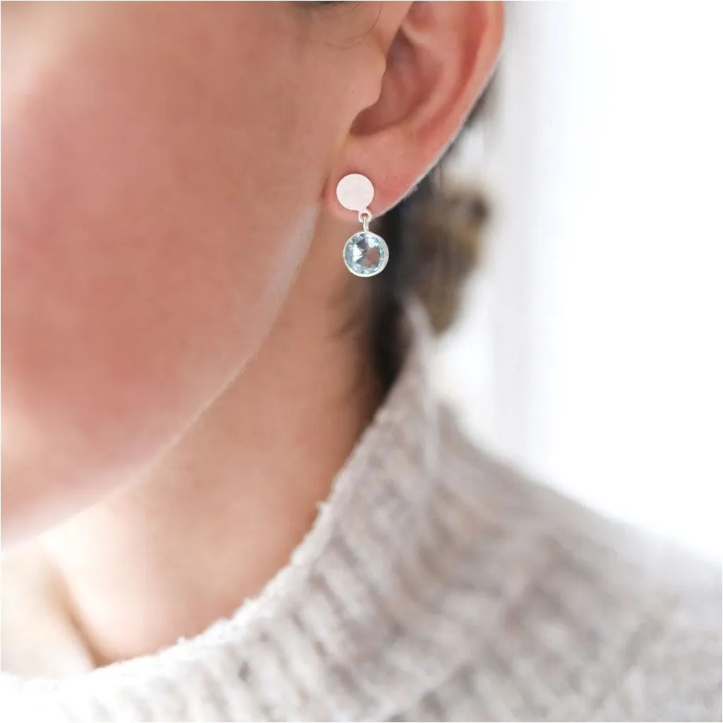 Salina Sterling Silver Disc & Blue Topaz Earrings