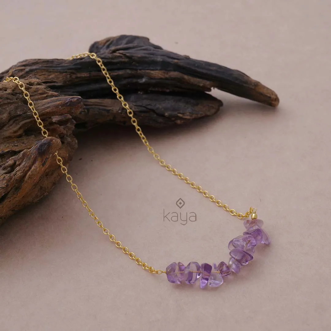 Semiprecious Stone Pendant Necklace (color option) - AS100827