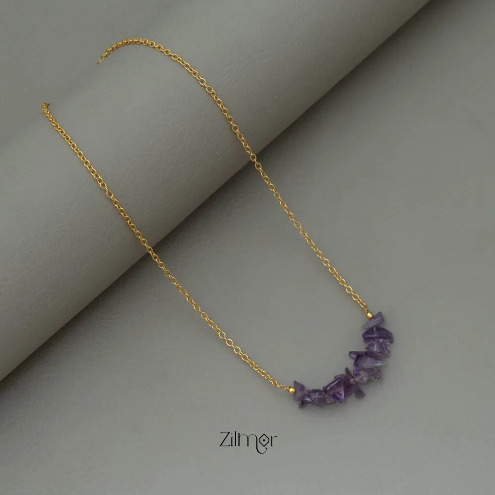 Semiprecious Stone Pendant Necklace (color option) - AS100827