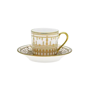 Set of 2 Coffee Cups and Saucers Tiara white gold