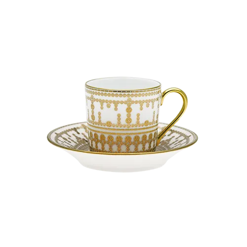 Set of 2 Coffee Cups and Saucers Tiara white gold