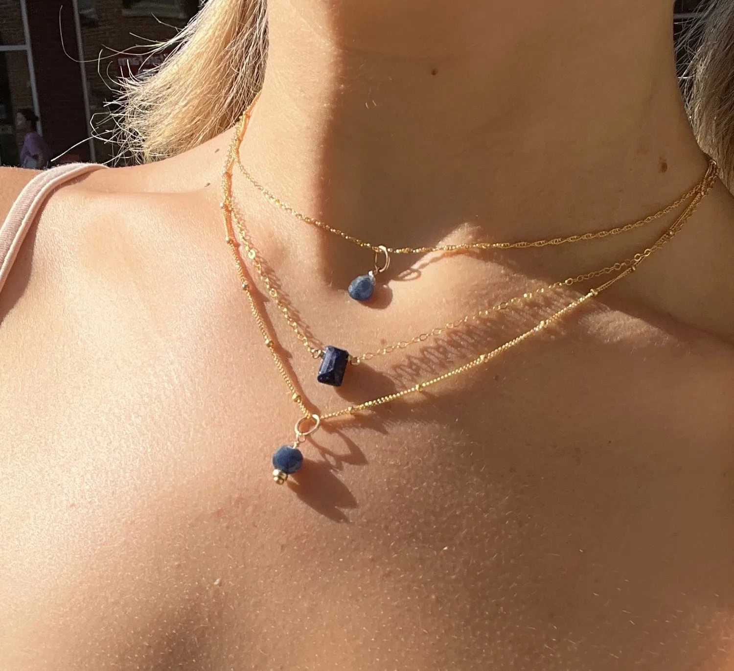 silk road - sapphire coin charm necklace