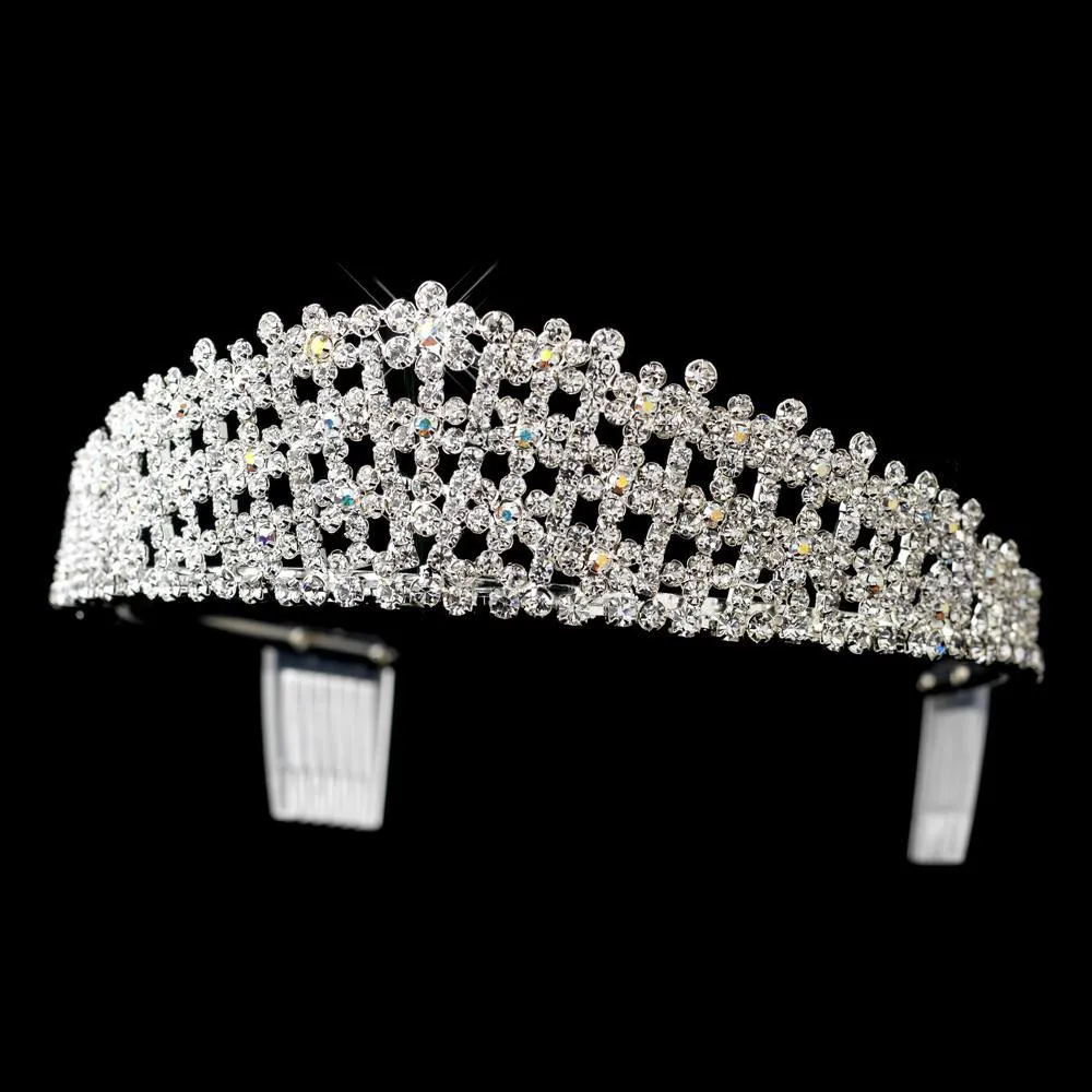 Silver AB & Round 3 Row Crystal Tiara