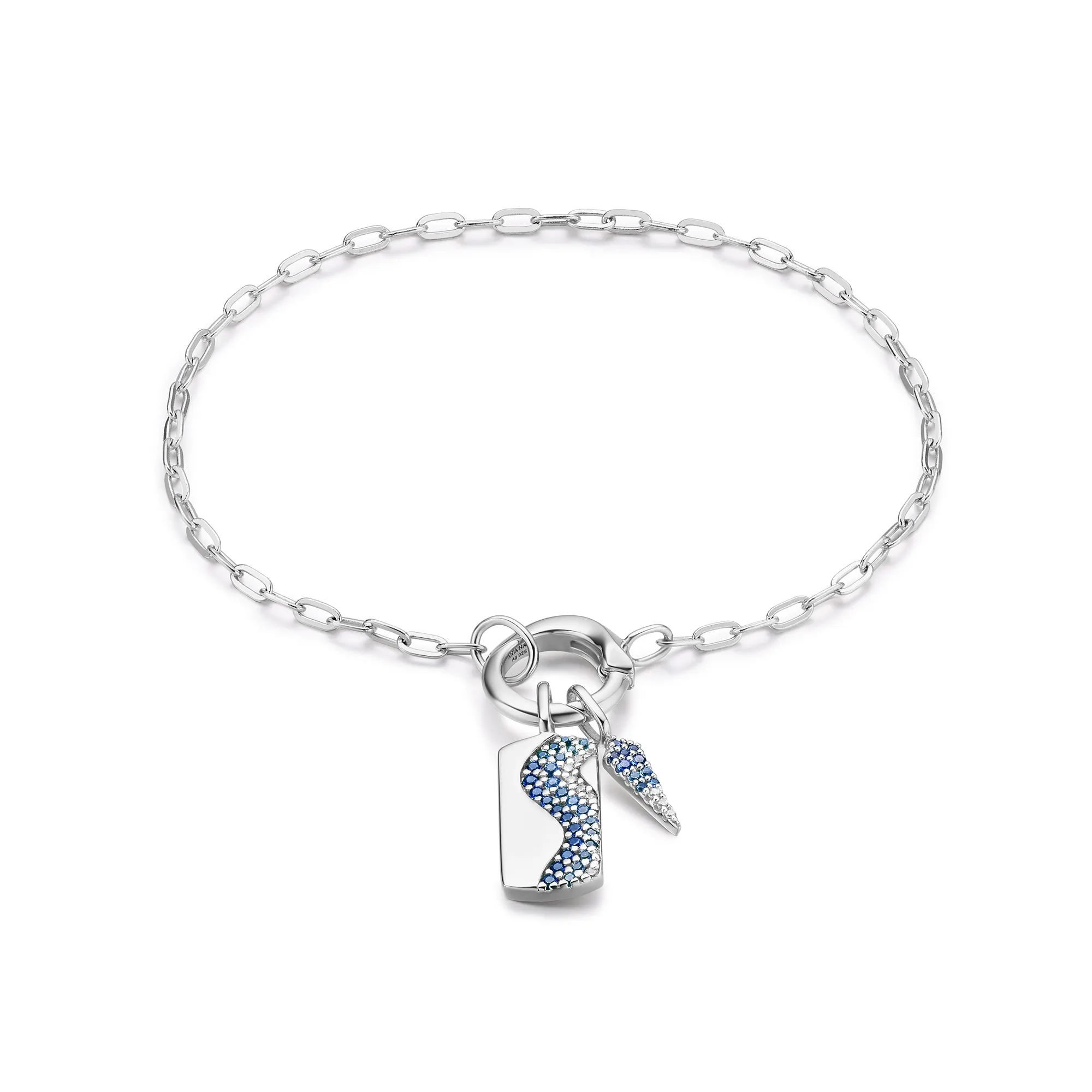 Silver Mini Link Charm Chain Connector Bracelet