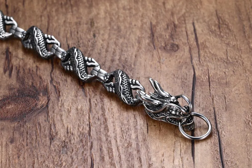 Silver Twisted Dragon Singapore Chain Bracelet