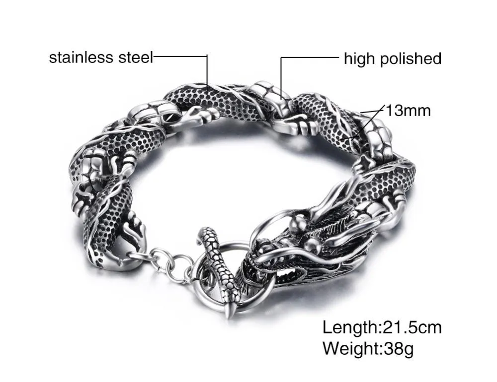 Silver Twisted Dragon Singapore Chain Bracelet