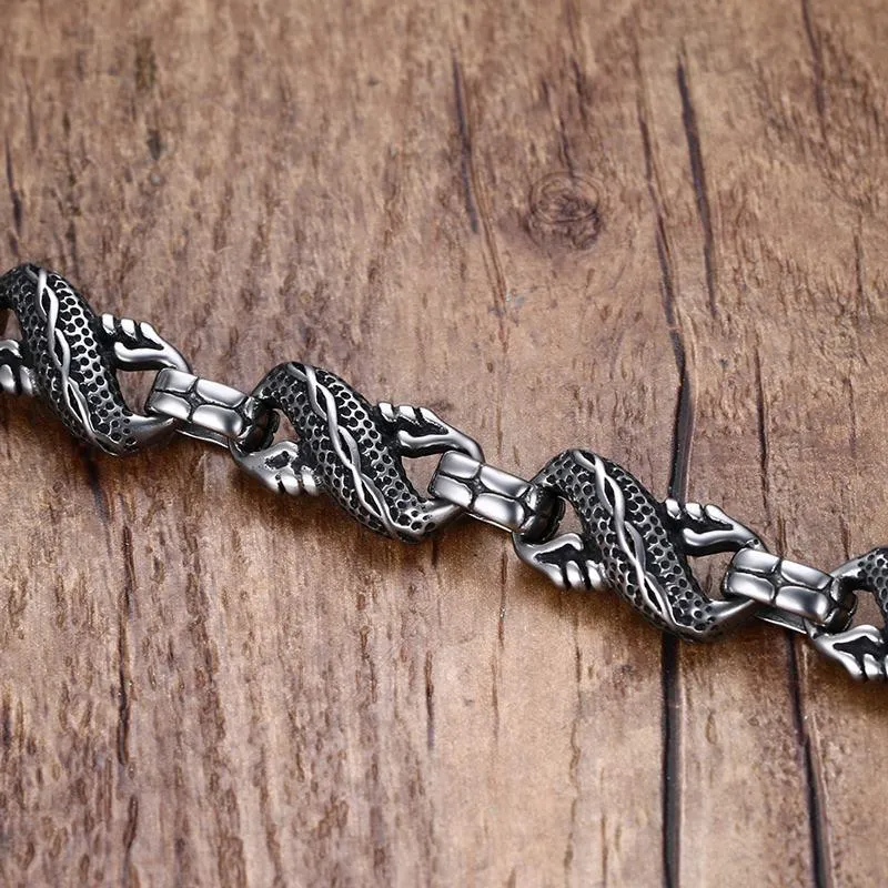 Silver Twisted Dragon Singapore Chain Bracelet