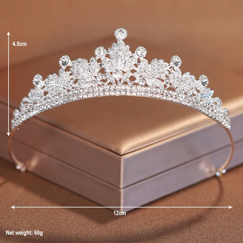 Simple and exquisite bridal crown tiara necklace three-piece set banquet dress accessories princess main wedding accessories