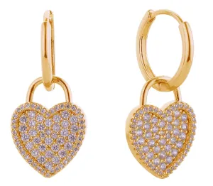 SJE310936 14K Crystal Heart Drop Huggie Earrings