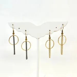 Small Circle Dangle Curb Chain Earrings