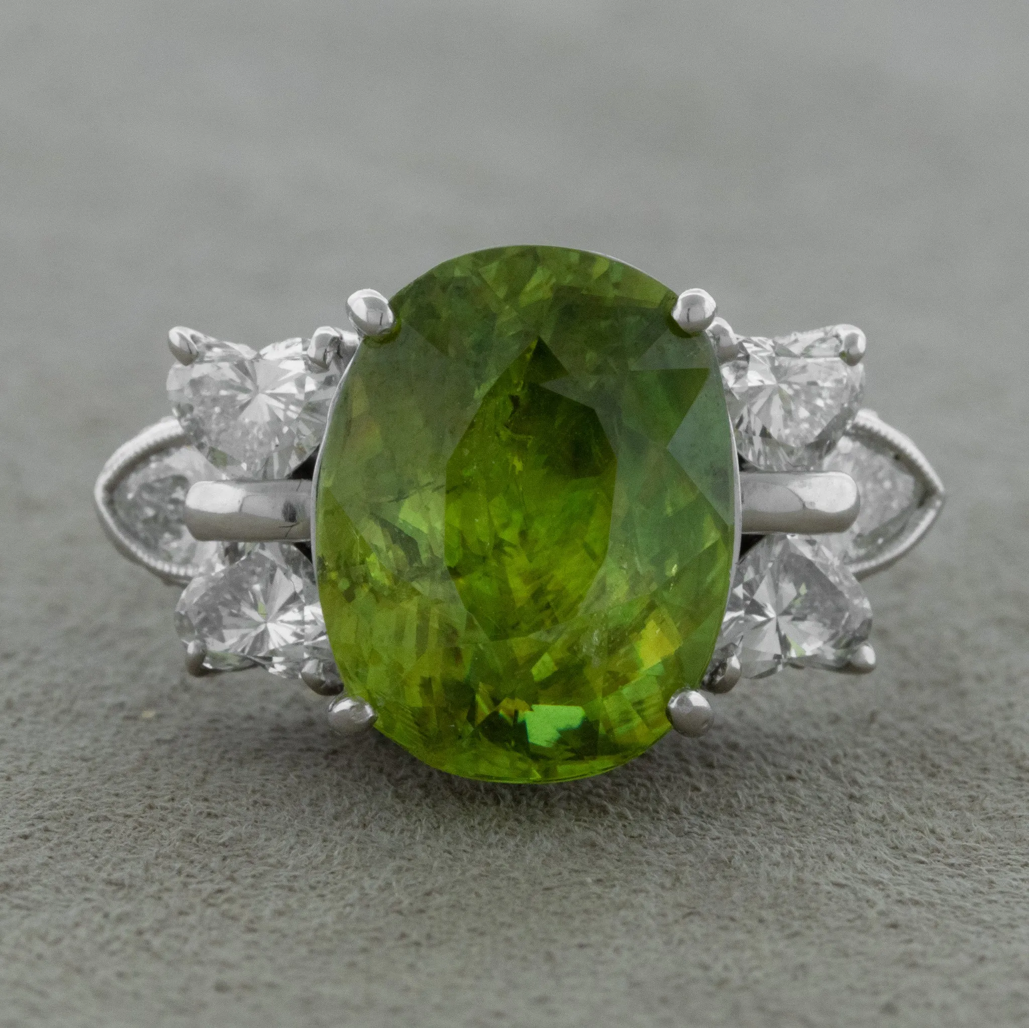 Sphene Diamond Gold Cocktail Ring