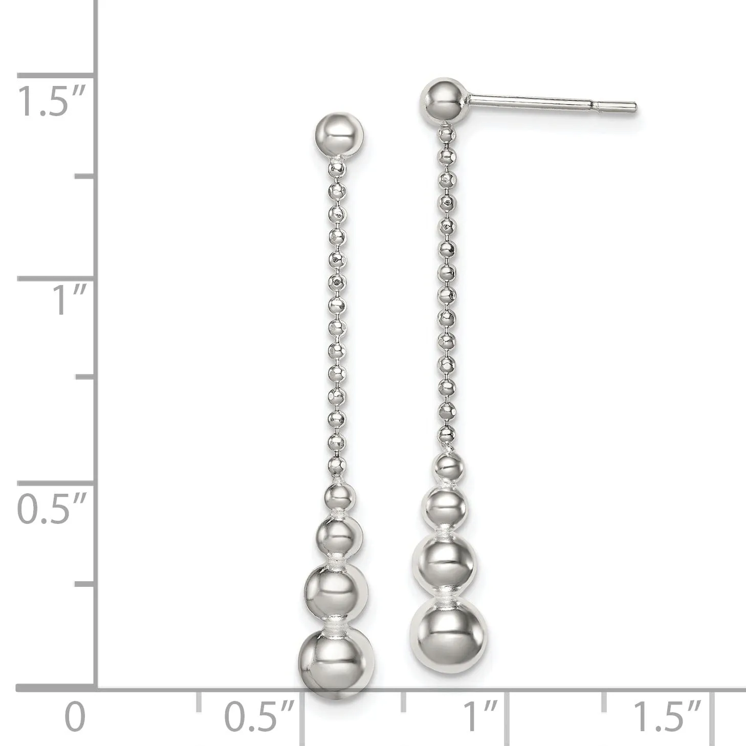 Sterling Silver Beaded Dangle Post Earrings