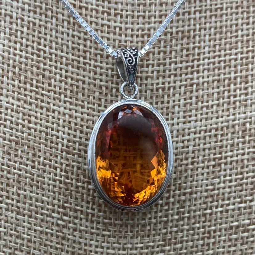 Sterling Silver Citrine Pendant Necklace