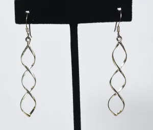 Sterling Silver Double Helix Dangle Earrings