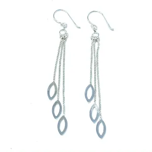 Sterling Silver Fringe Chain Marquise Earrings