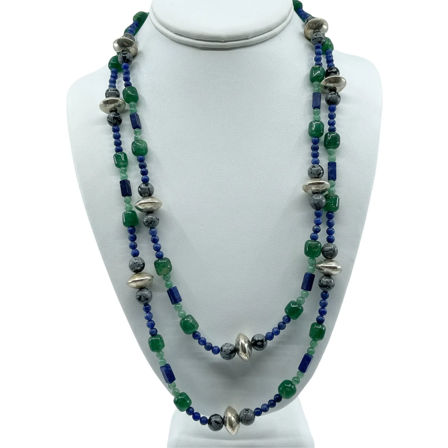 sterling silver gemstone bead necklace