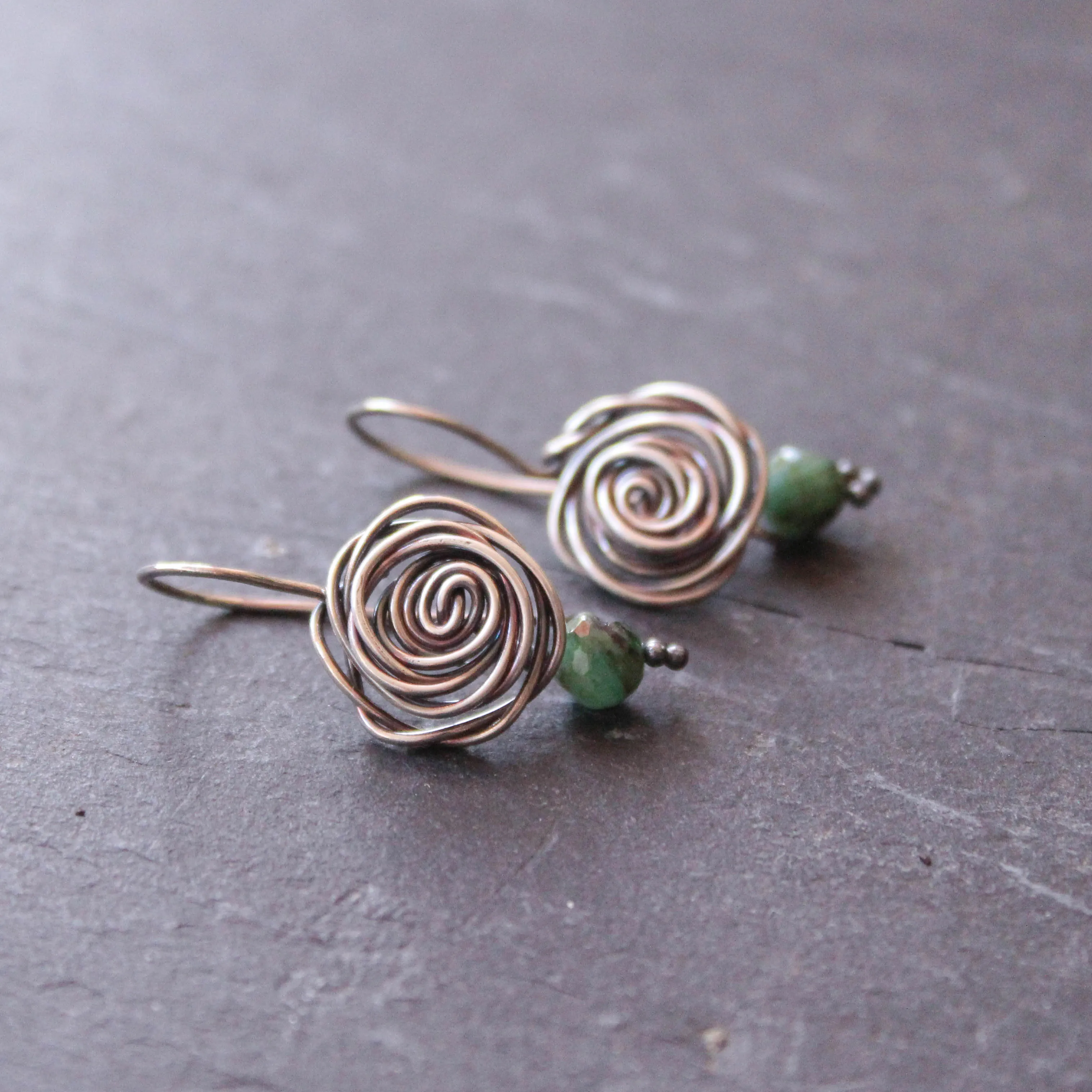 Sterling Silver Glasgow Rose Earrings with Faceted Emeralds