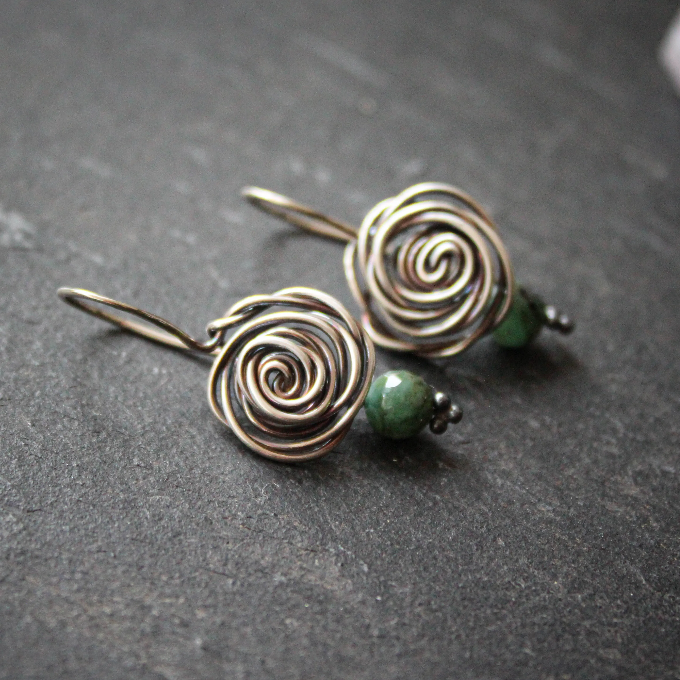 Sterling Silver Glasgow Rose Earrings with Faceted Emeralds